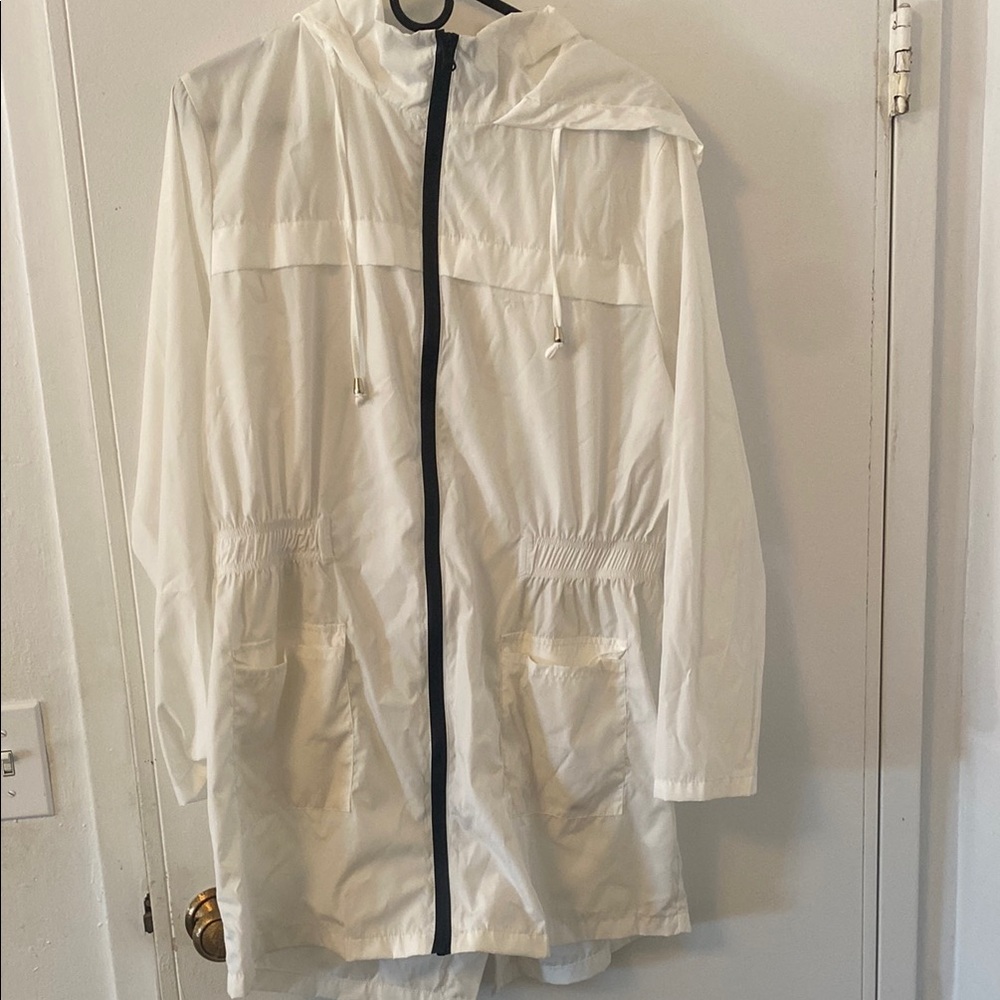 White Hooded Windbreaker Jacket